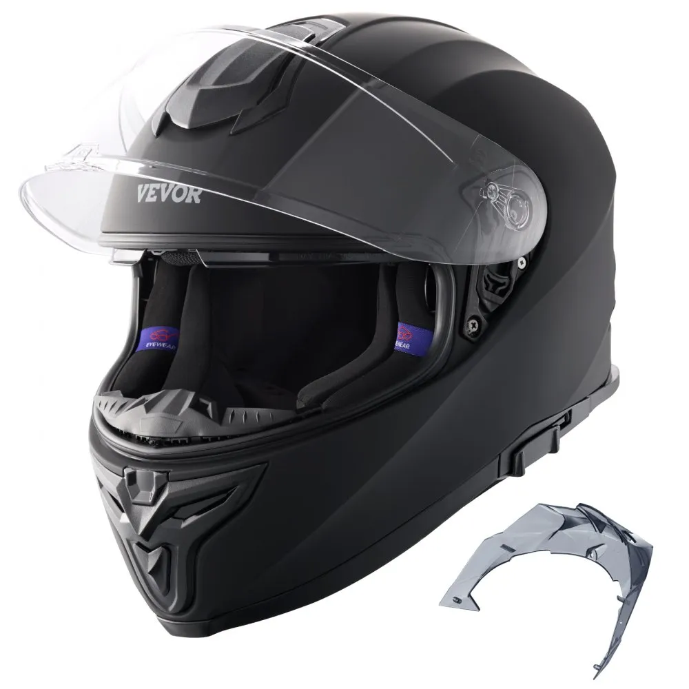 VEVOR Motorcycle Helmet, Full Face, Smart Street ABS & High Density Helmet with Bluetooth Slot & Interchangeable Lens, DOT Approved Comfortable Motocross Helmet, Fit for Youth & Adults