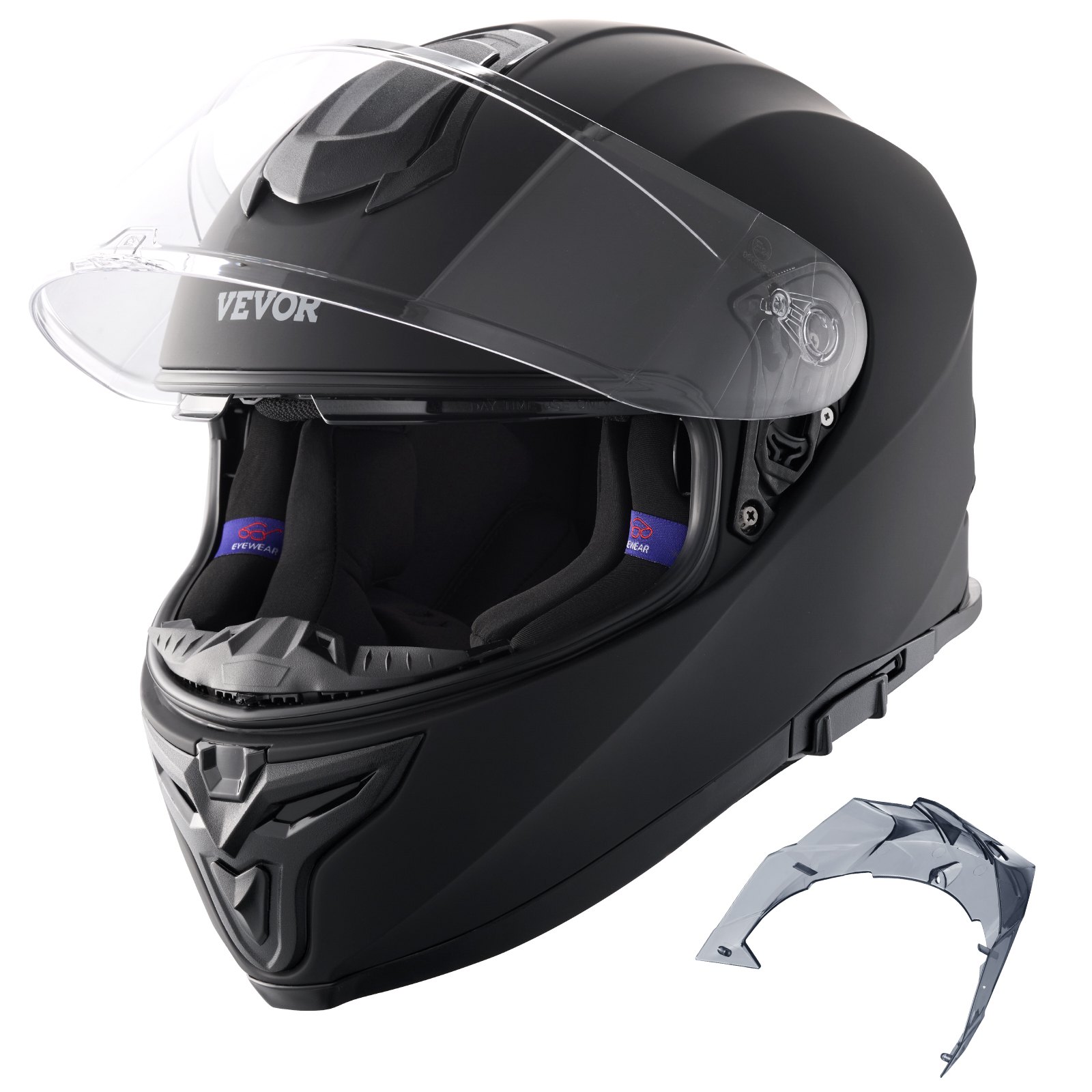 VEVOR Motorcycle Helmet, Full Face, Smart Street ABS & High Density Helmet with Bluetooth Slot & Interchangeable Lens, DOT Approved Comfortable Motocross Helmet, Fit for Youth & Adults