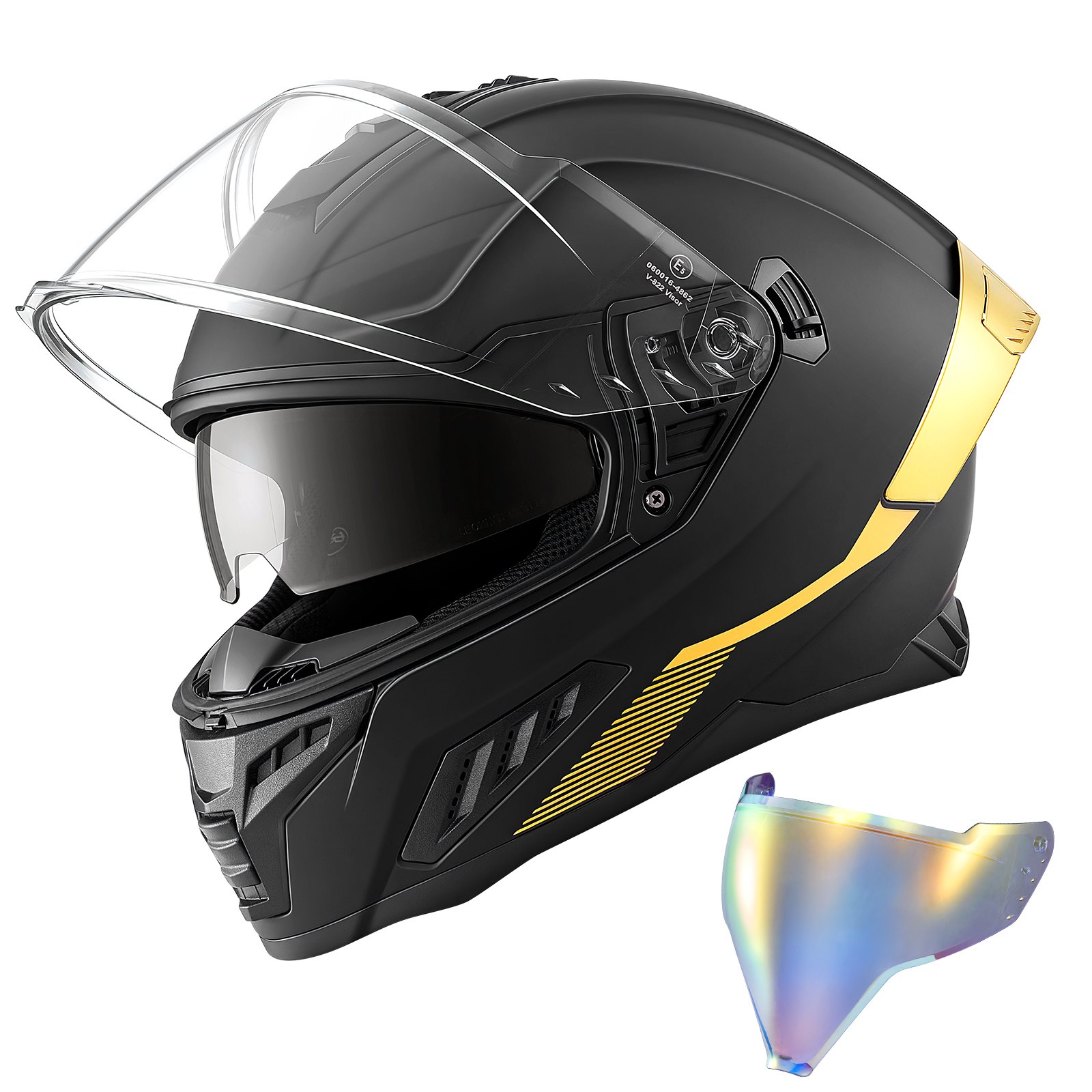 VEVOR Full Face Motorcycle Helmets, Dual-Visor Motorcycle Street Bike Helmet, Lightweight Comfortable Motocross Dirt Bike Helmet for Adults Men and Women - DOT & ECE Approved (L Size)